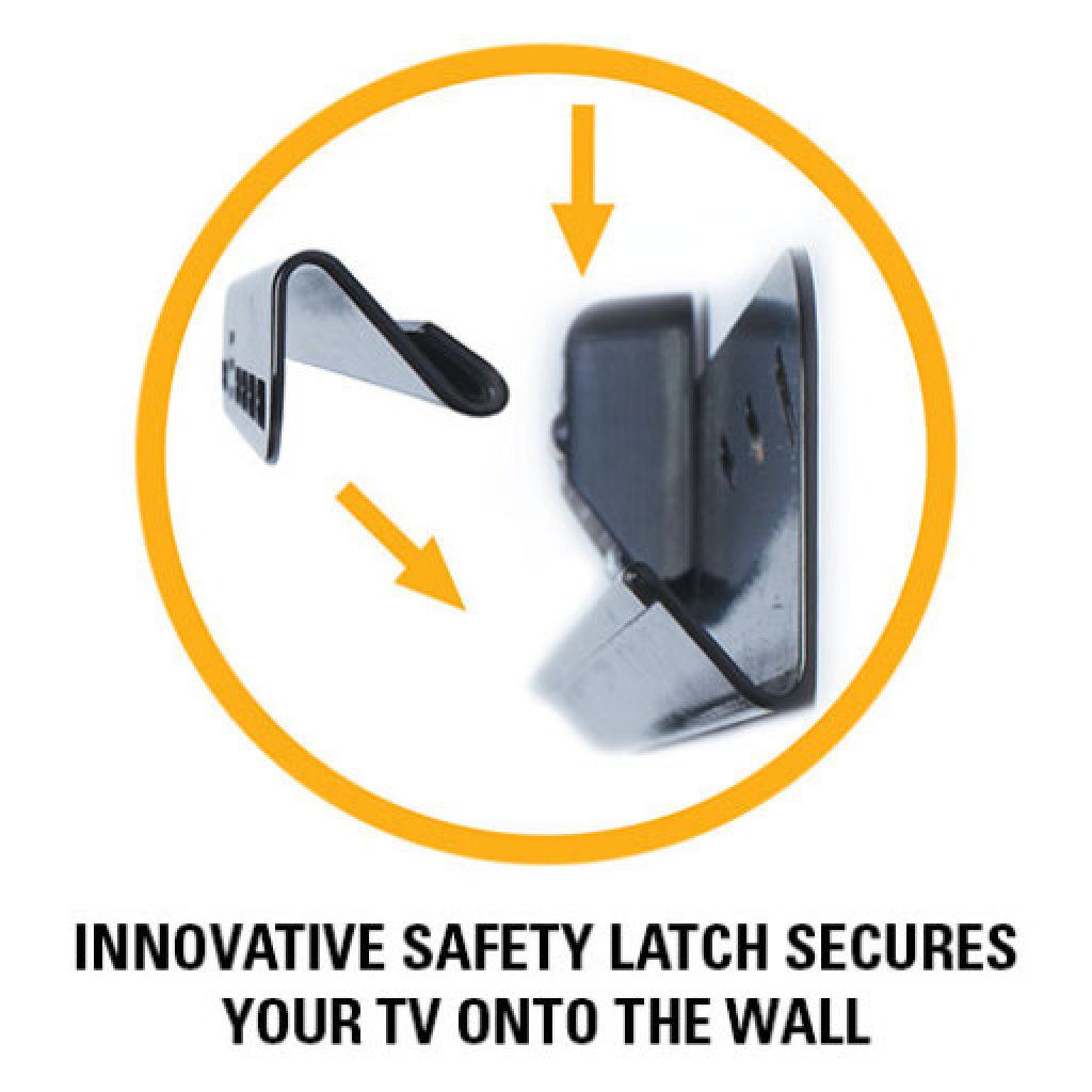 Innovative saftery latch secures your TV onto the wall