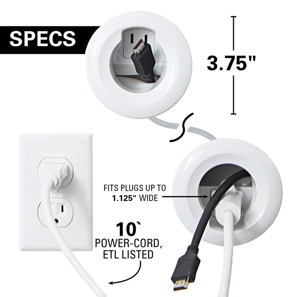 In-Wall Cable Management Kit-Hide TV Power Cables & Low Voltatge Wires  Behind The Wall-Perfect for Wall Mounted TVs