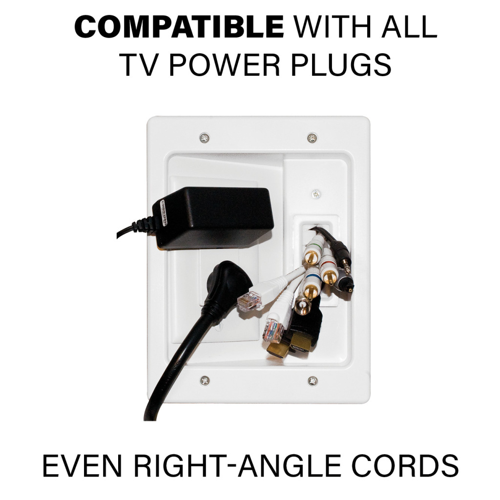 TV Cord Hider for Wall Mounted TV - Dual Outlet in Wall Cable