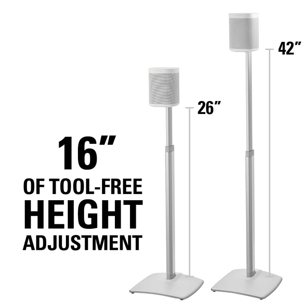 Single Floorstand Speaker Stand for SONOS Play:1 Play1 Stand White by Connected Essentials