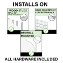 WSSAWM1, Installs on wood studs, concrete or drywall